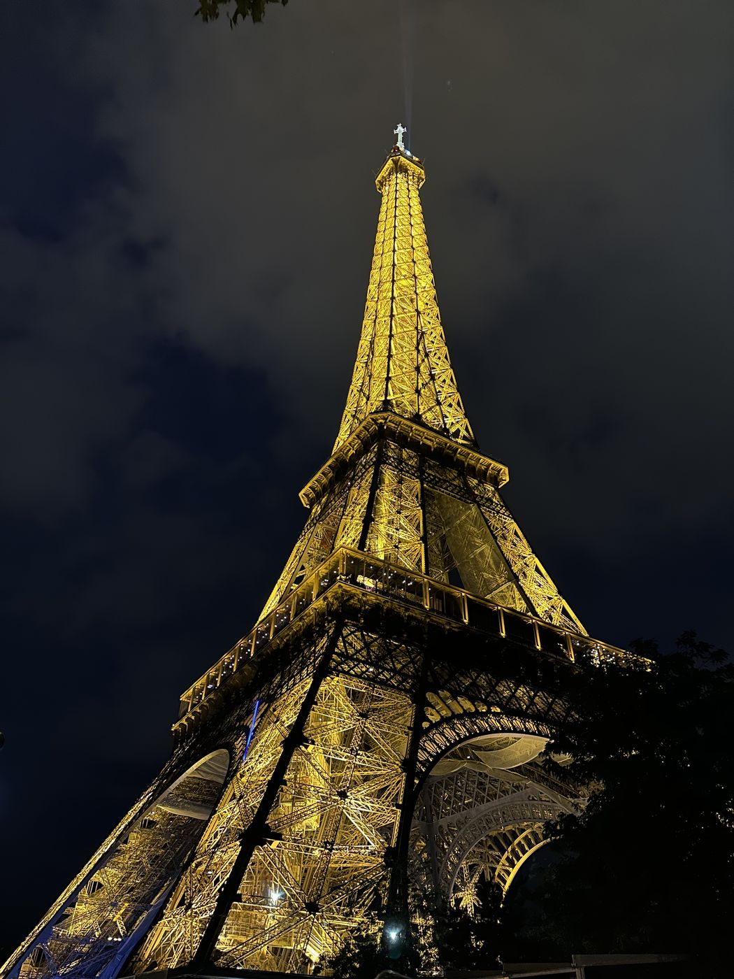 The Eiffel Tower lit up at night