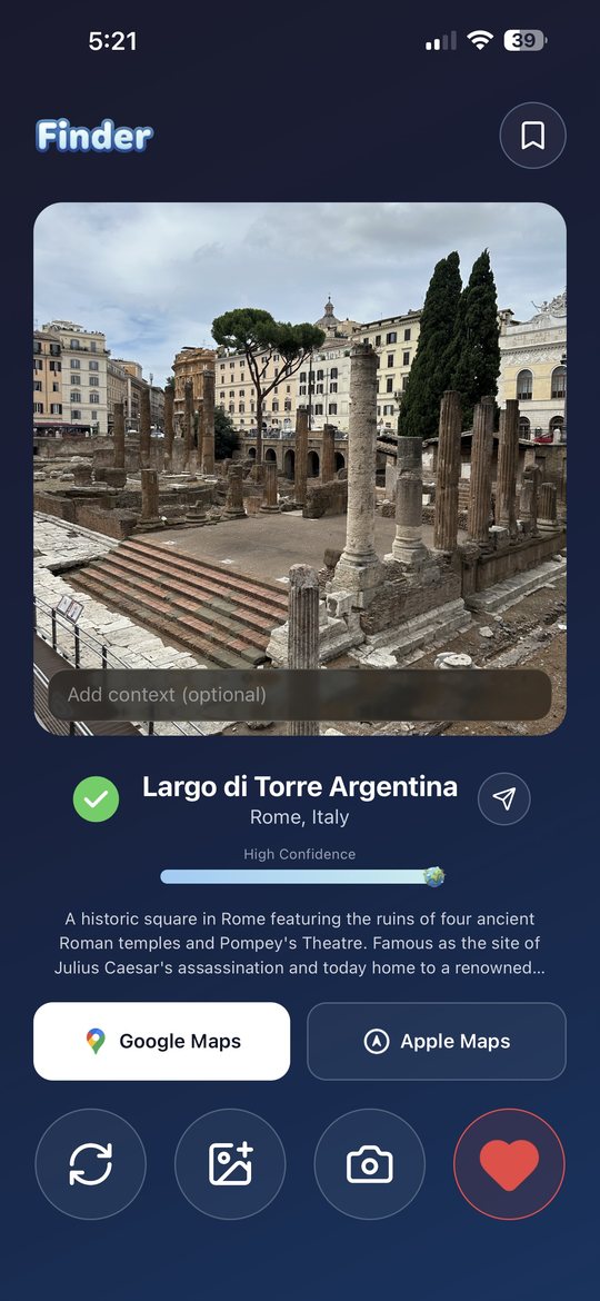 Result screen with the location saved